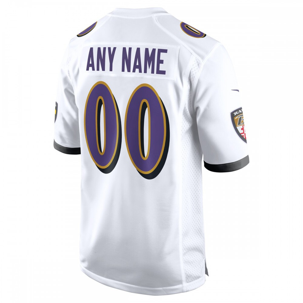 Baltimore Ravens Nike Custom Game Jersey - White-GridironStore